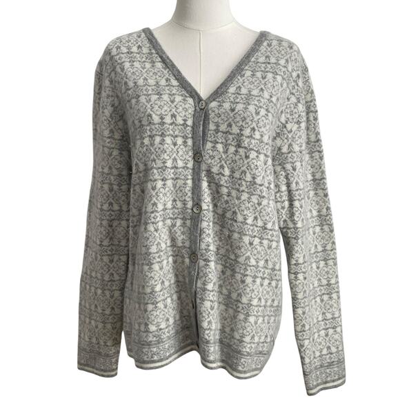 Mercer & Madison Fair Isle Cardigan Sweater Womens Large Lambswool Angora Luxe - Picture 1 of 8